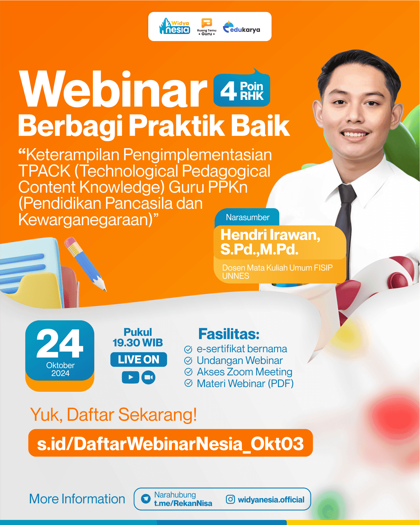 Webinar Widya Nesia: Keterampilan Pengimplementasian TPACK (Technological Pedagogical Content Knowledge) Guru PPKn (Pendidikan Pancasila dan Kewarganegaraan)