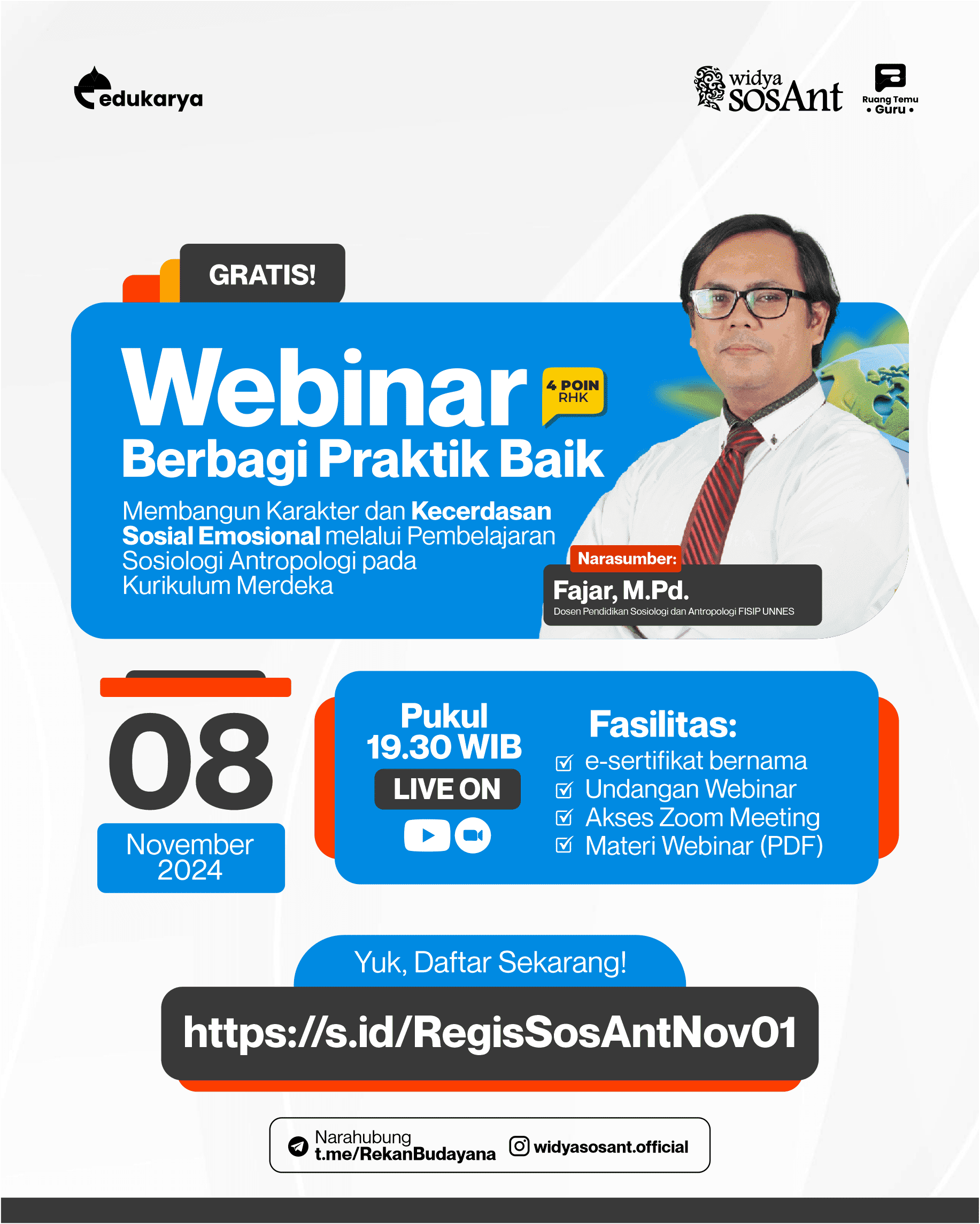 [Widya SosAnt] Webinar Berbagi Praktik Baik Membangun Karakter dan Kecerdasan Sosial Emosional melalui Pembelajaran Sosiologi Antropologi pada Kurikulum Merdeka