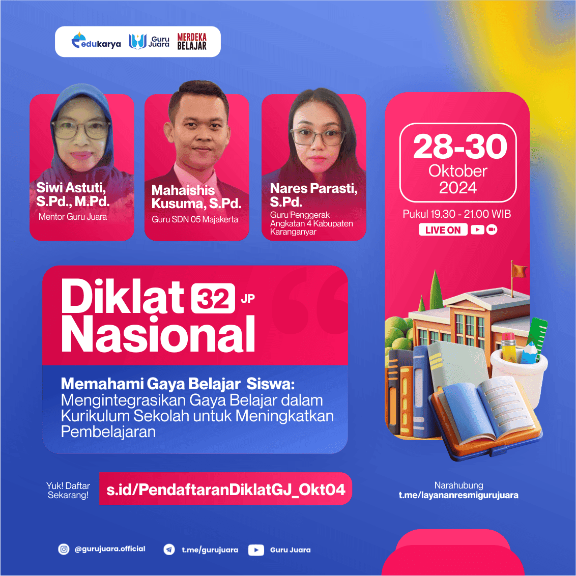 Diklat Nasional 32 JP Memahami Gaya Belajar Siswa: Mengintegrasikan Gaya Belajar dalam Kurikulum Sekolah untuk Meningkatkan Pembelajaran 