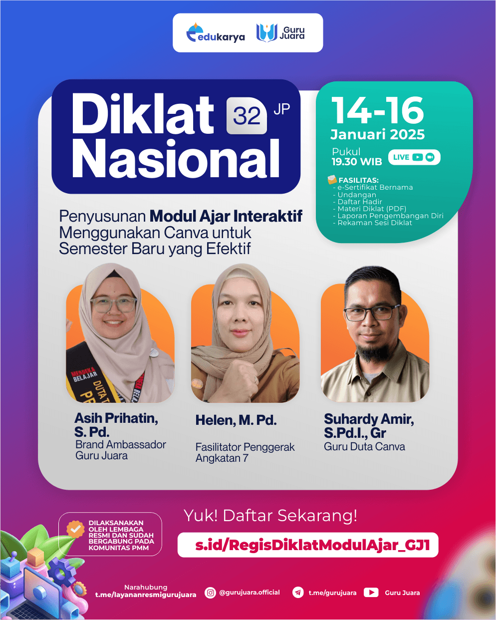 Diklat Nasional 32 JP "Penyusunan Modul Ajar Interaktif dengan Canva untuk Semester Baru yang Efektif"