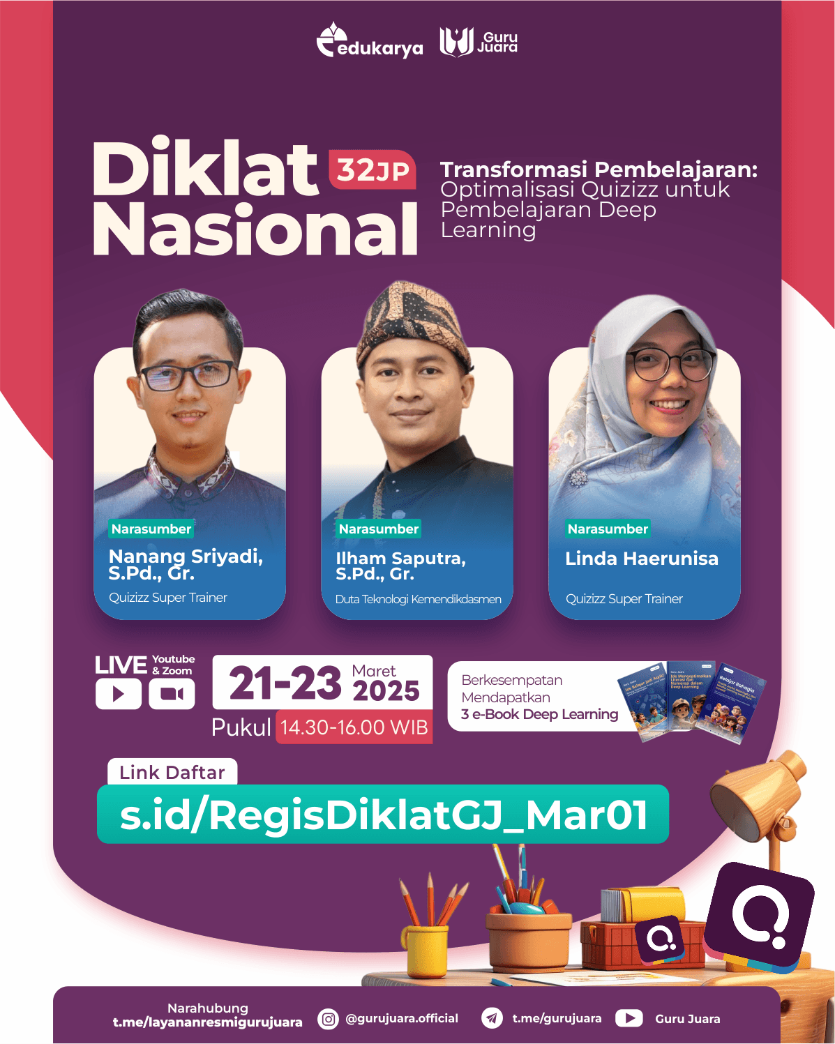 DIKLAT Nasional 32 JP: Transformasi Pembelajaran: Optimalisasi Quizizz untuk Pembelajaran Deep Learning