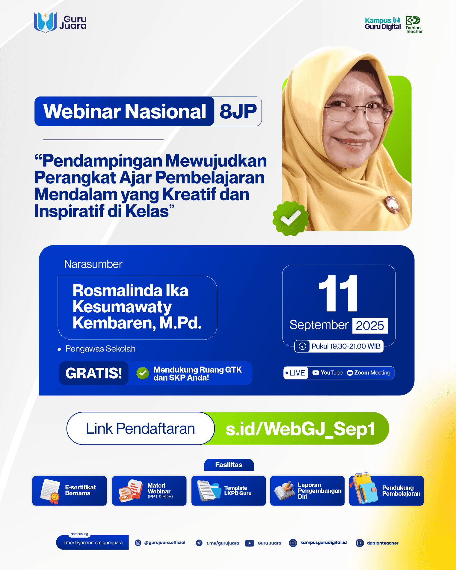 Webinar Praktik Baik 8 JP "Pendampingan Mewujudkan Perangkat Ajar Pembelajaran Mendalam yang Kreatif dan Inspiratif di Kelas"