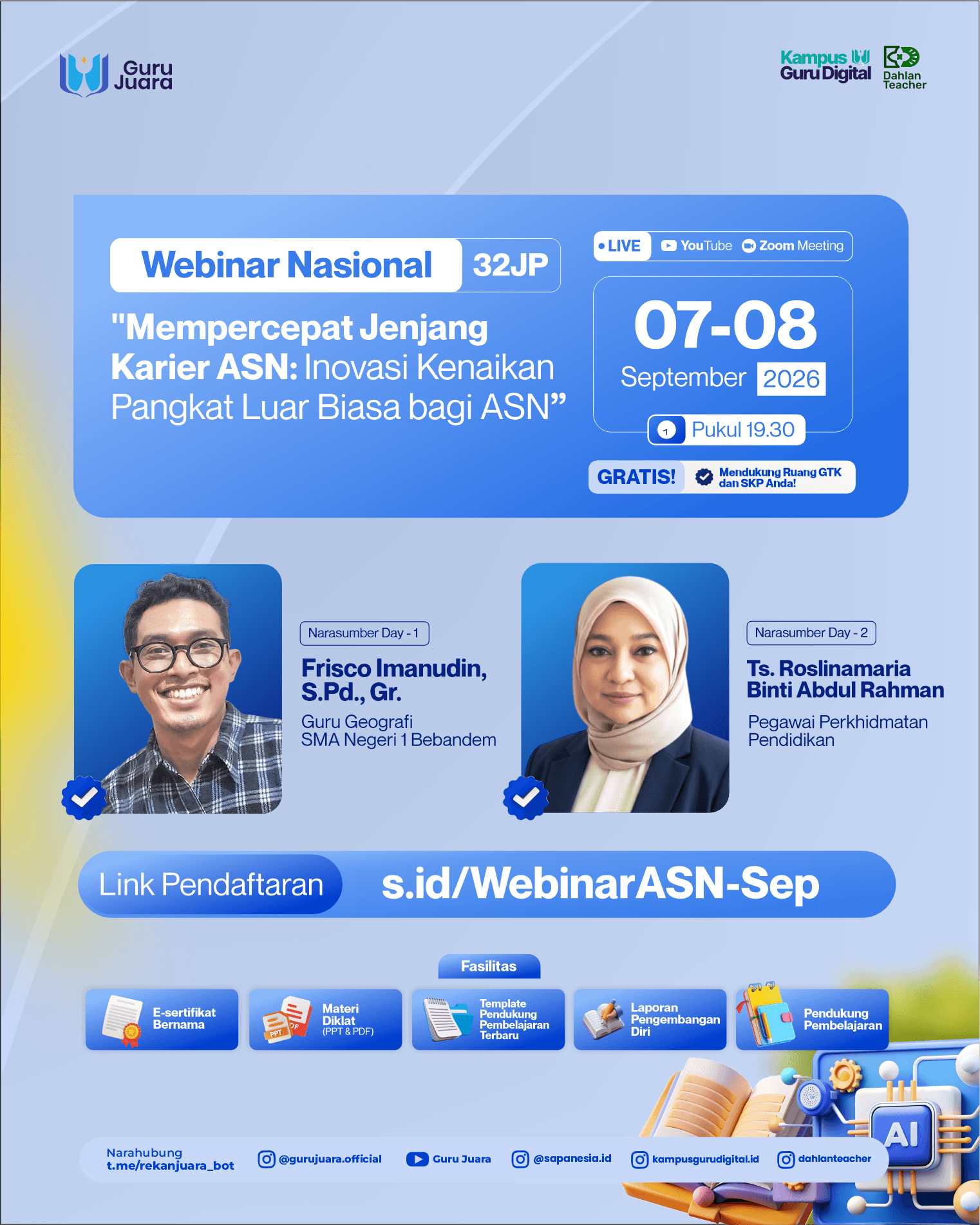 Webinar Nasional 32 JP: "Mempercepat Jenjang Karier ASN: Inovasi Kenaikan Pangkat Luar Biasa bagi ASN"