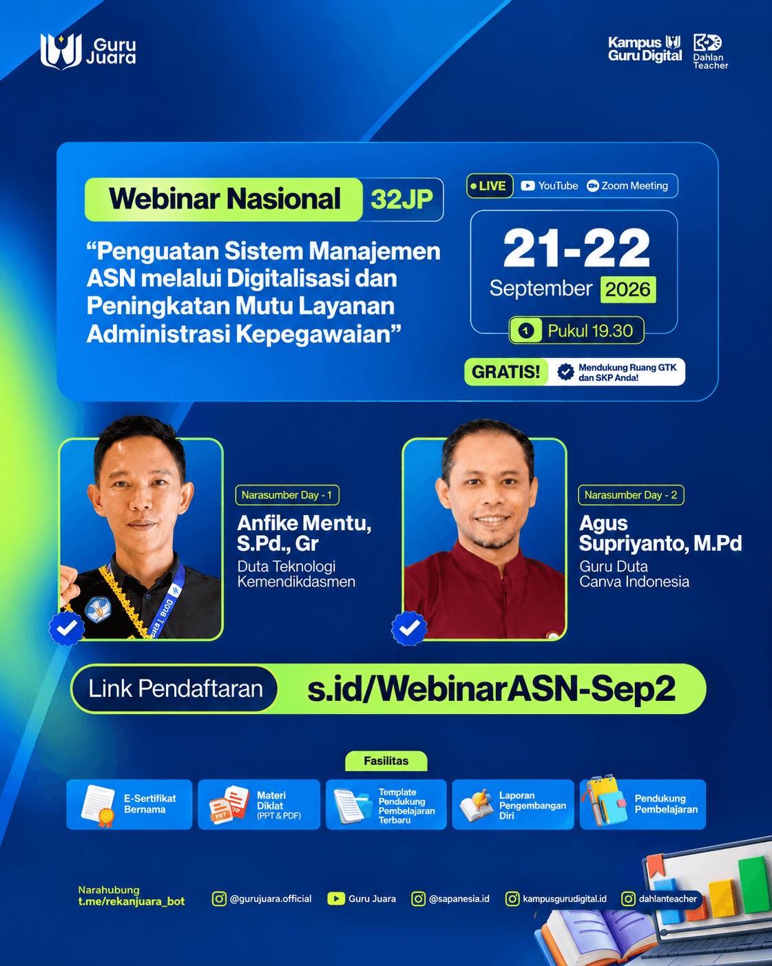 Webinar Nasional 32JP: "Penguatan Sistem Manajemen ASN melalui Digitalisasi dan Peningkatan Mutu Layanan Administrasi Kepegawaian"