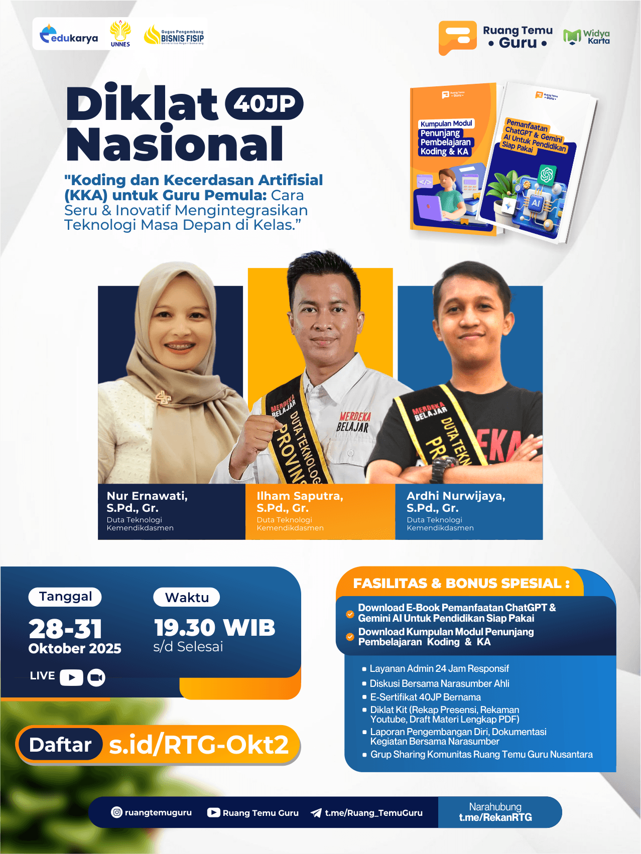 DIKLAT NASIONAL 40JP "Koding dan Kecerdasan Artifisial (KKA) untuk Guru Pemula: Cara Seru & Inovatif Mengintegrasikan Teknologi Masa Depan di Kelas"