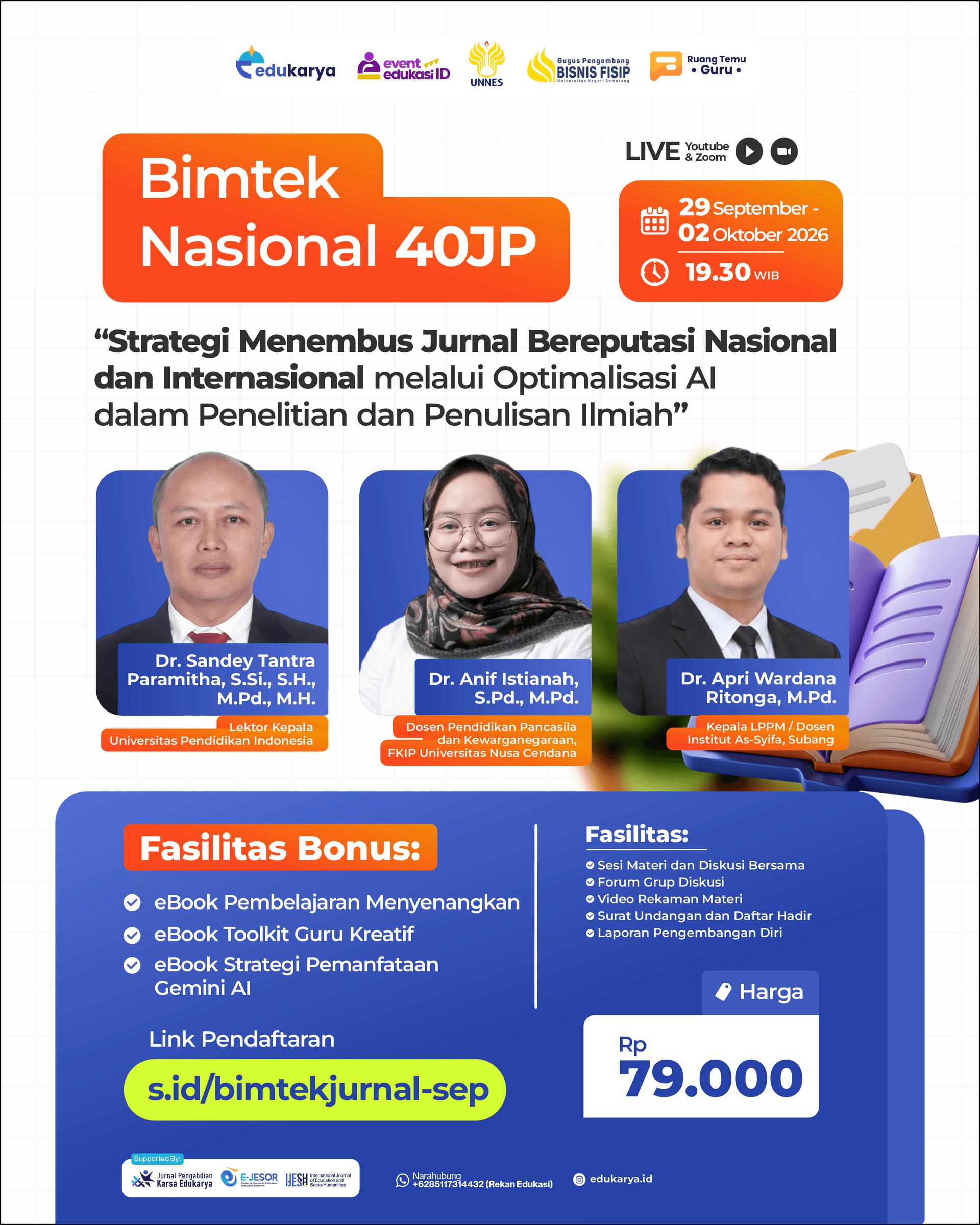 Bimtek Jurnal Bereputasi 40JP: Strategi Menembus Jurnal Bereputasi Nasional dan Internasional melalui Optimalisasi AI dalam Penelitian dan Penulisan Ilmiah