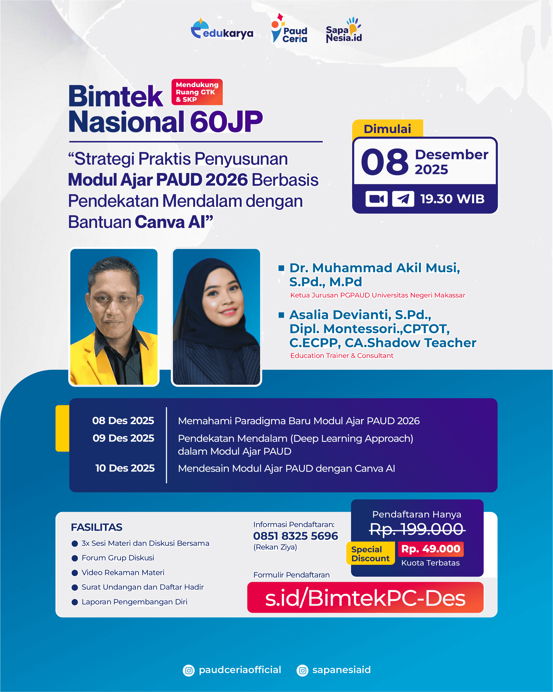 BIMTEK Nasional 60 JP : Strategi Praktis Penyusunan Modul Ajar PAUD 2026 Berbasis Pendekatan Mendalam dengan Bantuan Canva AI