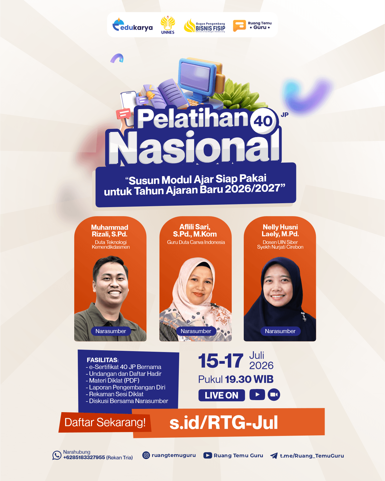 Pelatihan Nasional 40JP: "Susun Modul Ajar Siap Pakai untuk Tahun Ajaran Baru 2026/2027"