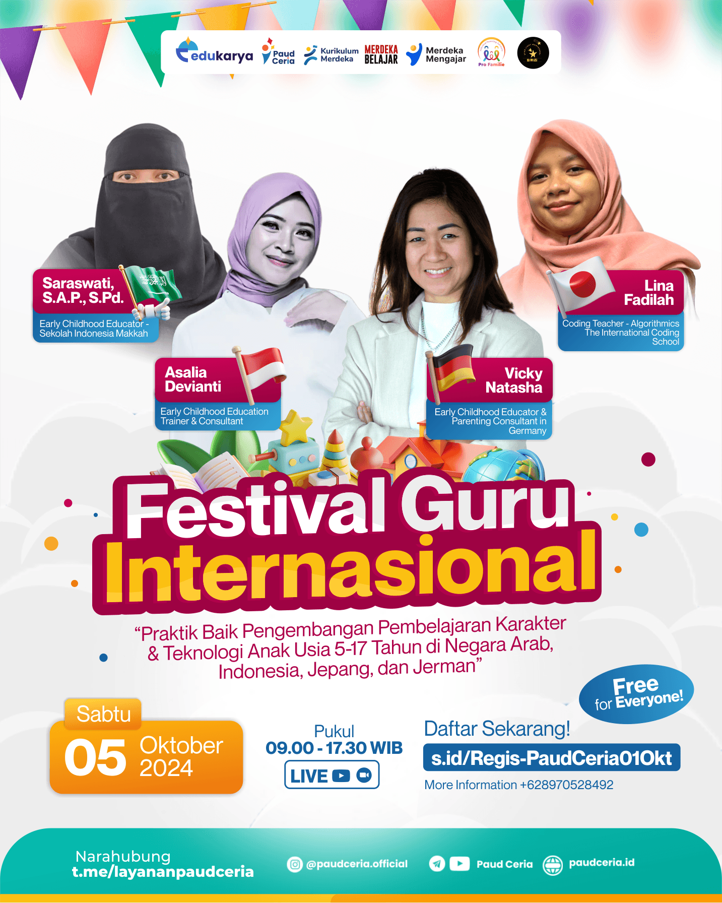 Webinar Praktik Baik : "Pengembangan Pembelajaran Karakter & Teknologi Anak Usia 5-17 Tahun di Negara Makkah, Indonesia, Jepang dan Jerman"