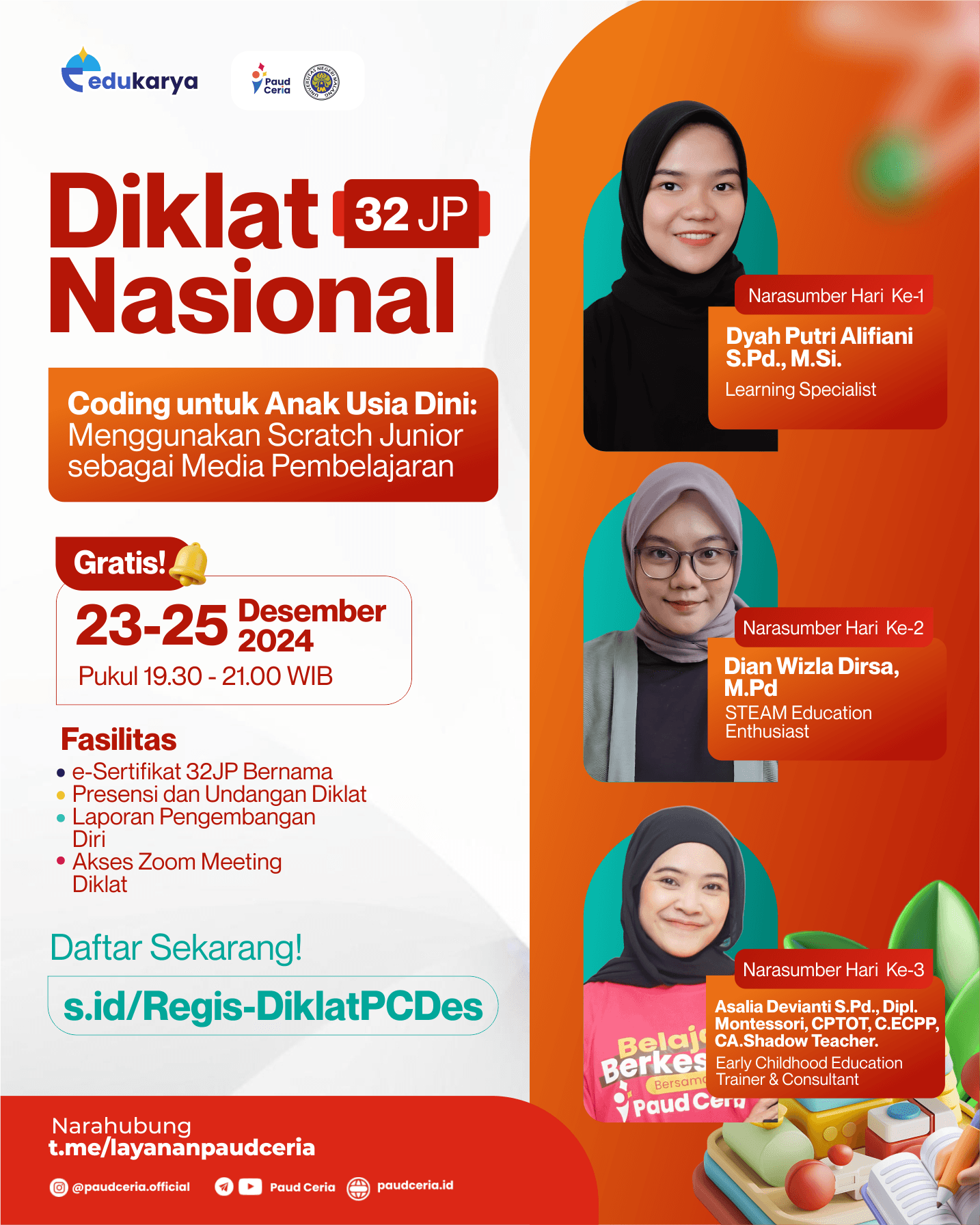 Diklat Nasional 32JP :"Coding untuk Anak Usia Dini: Menggunakan Scratch Junior sebagai Media Pembelajaran"