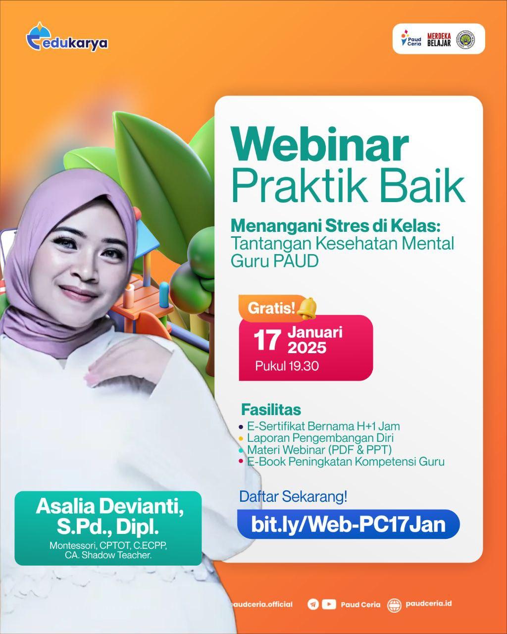 Pendaftaran Webinar Praktik Baik "Menangani Stres di Kelas: Tantangan Kesehatan Mental Guru PAUD"