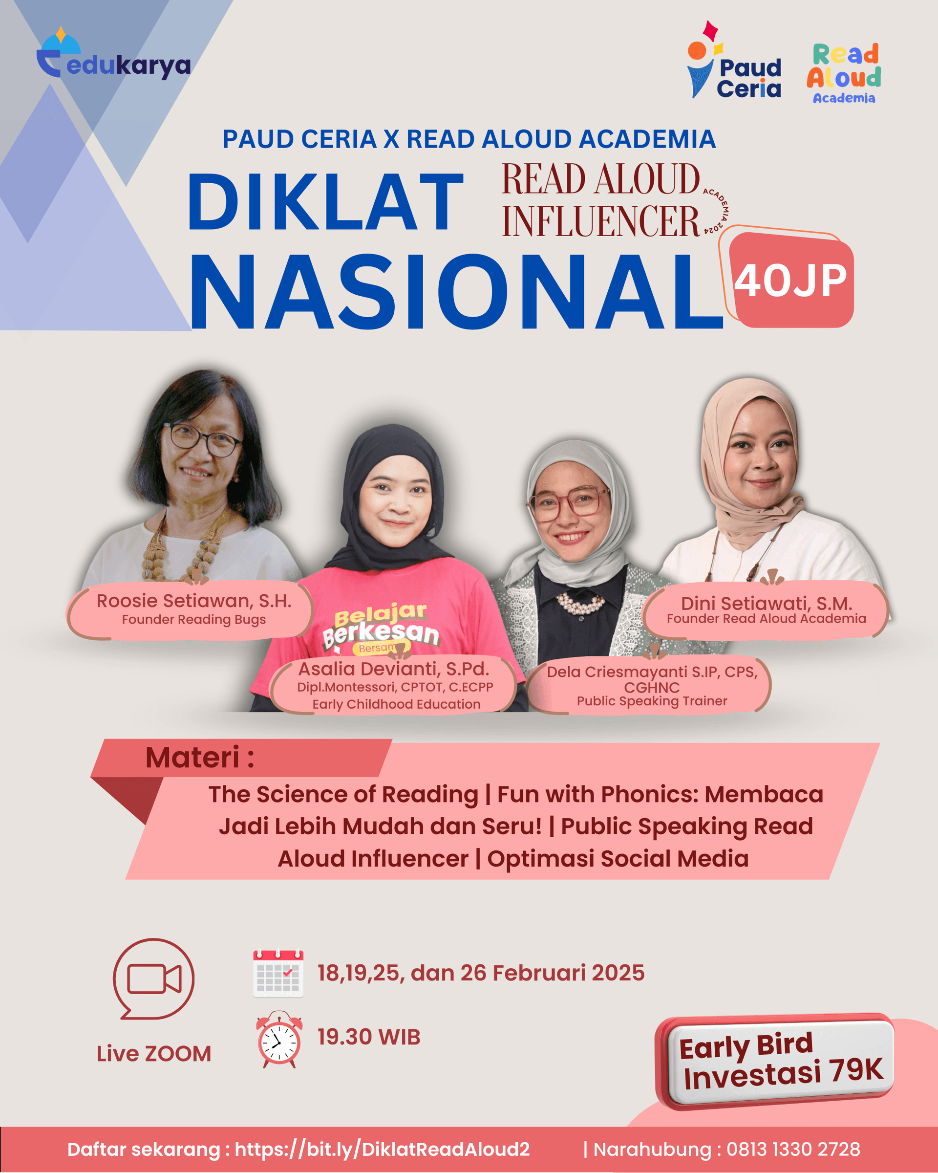 Diklat Nasional 40JP : "Training Of Trainer Read Aloud Influencer"