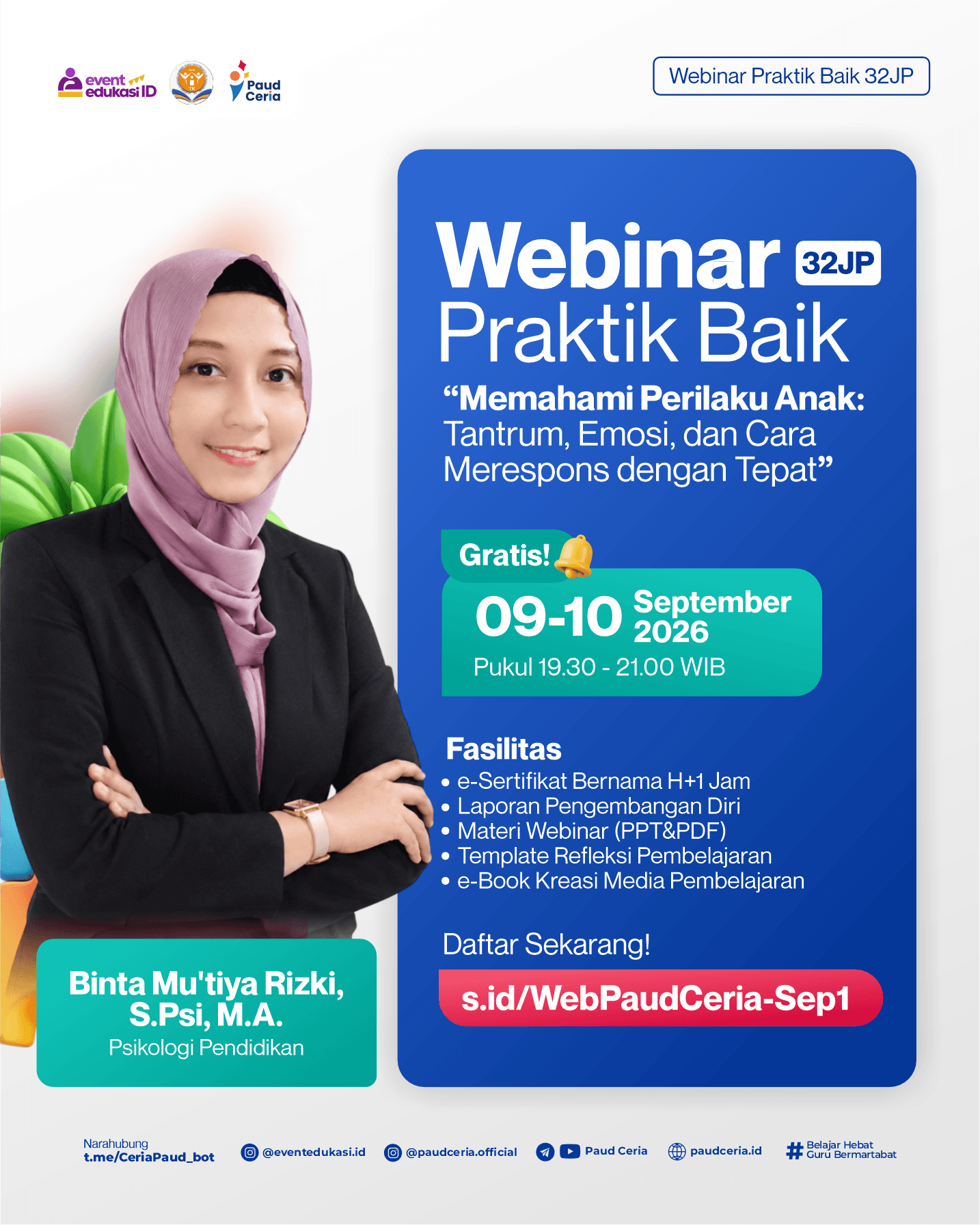 Webinar Praktik Baik 32 JP: "Memahami Perilaku Anak: Tantrum, Emosi, dan Cara Merespons dengan Tepat"