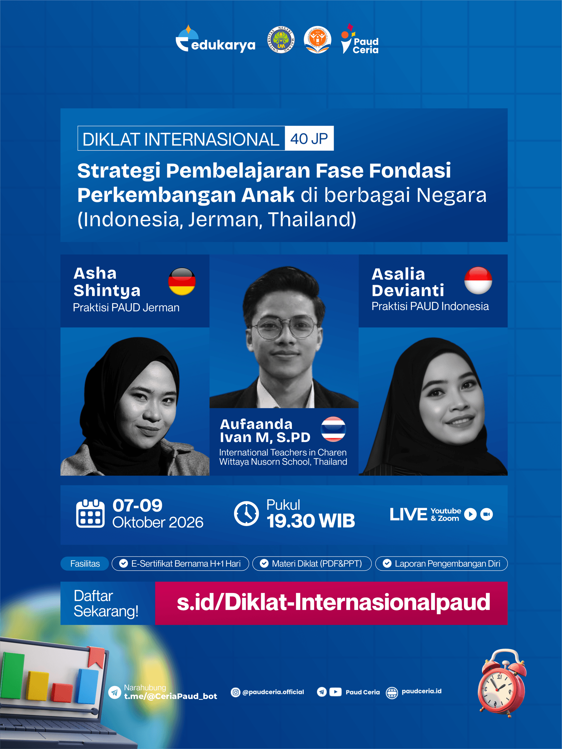 Diklat Internasional 40 JP: "Berbagi Praktik Baik Strategi Pembelajaran Fase Fondasi Perkembangan Anak di berbagai Negara (Indonesia, Jerman, Thailand)"