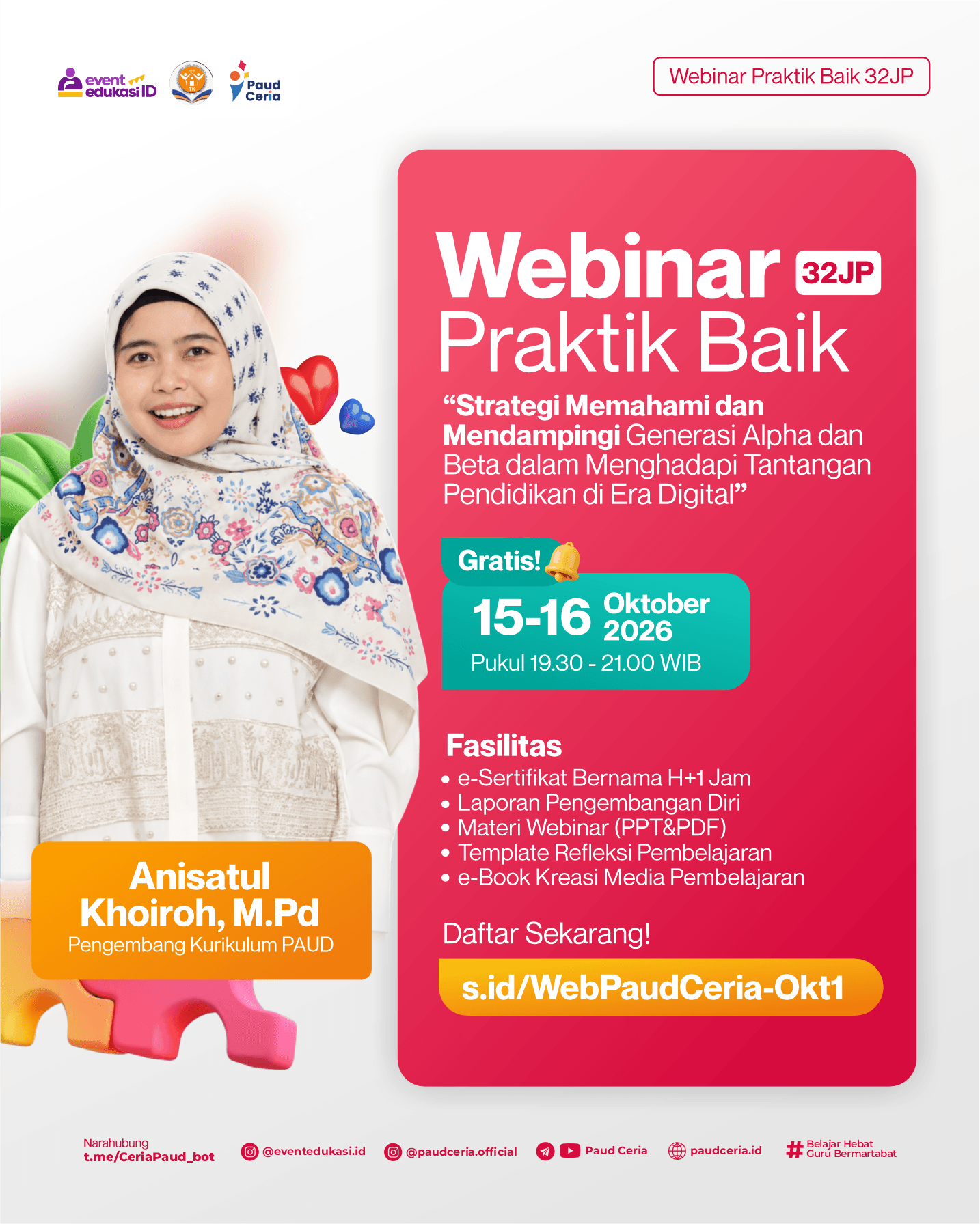 Webinar Praktik Baik 32JP: "Strategi Memahami dan Mendampingi Generasi Alpha dan Beta dalam Menghadapi Tantangan Pendidikan di Era Digital"